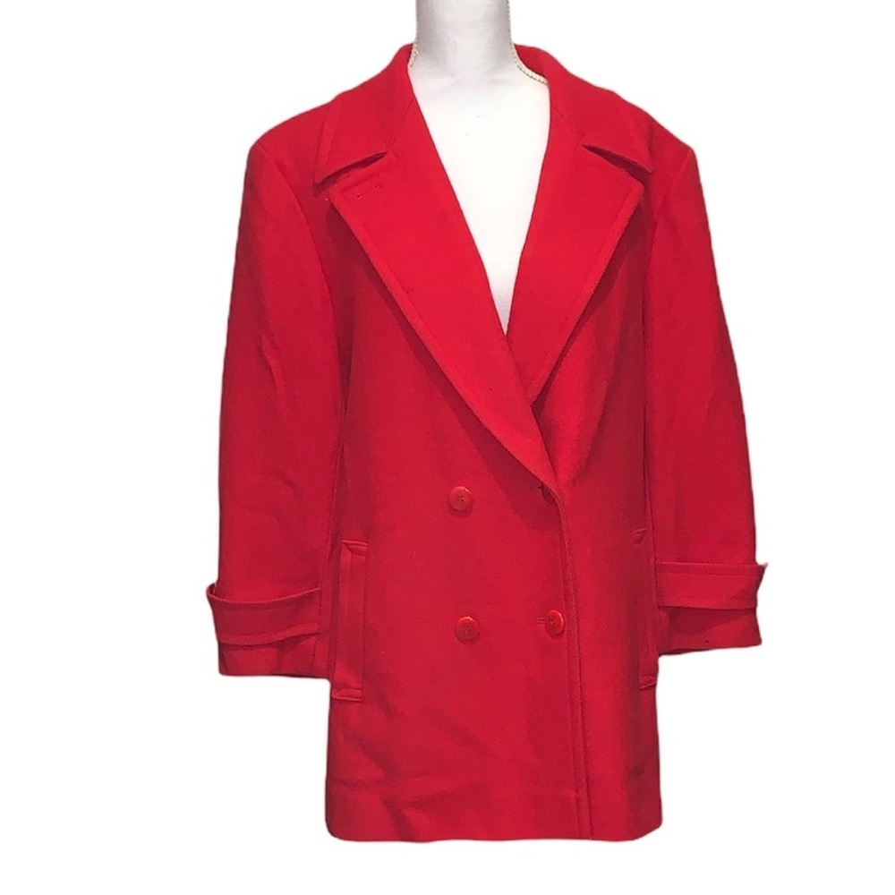 Pendleton Vintage 70-80’s Red Pure Virgin Wool Blazer Pea Coat Made in USA SZ 12